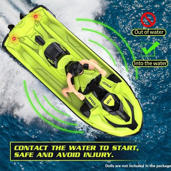 Op afstand bestuurbare motorboot voor kids en volwassenen - RC boot met LED licht - Speedboot voor waterplezier — afbeelding 3