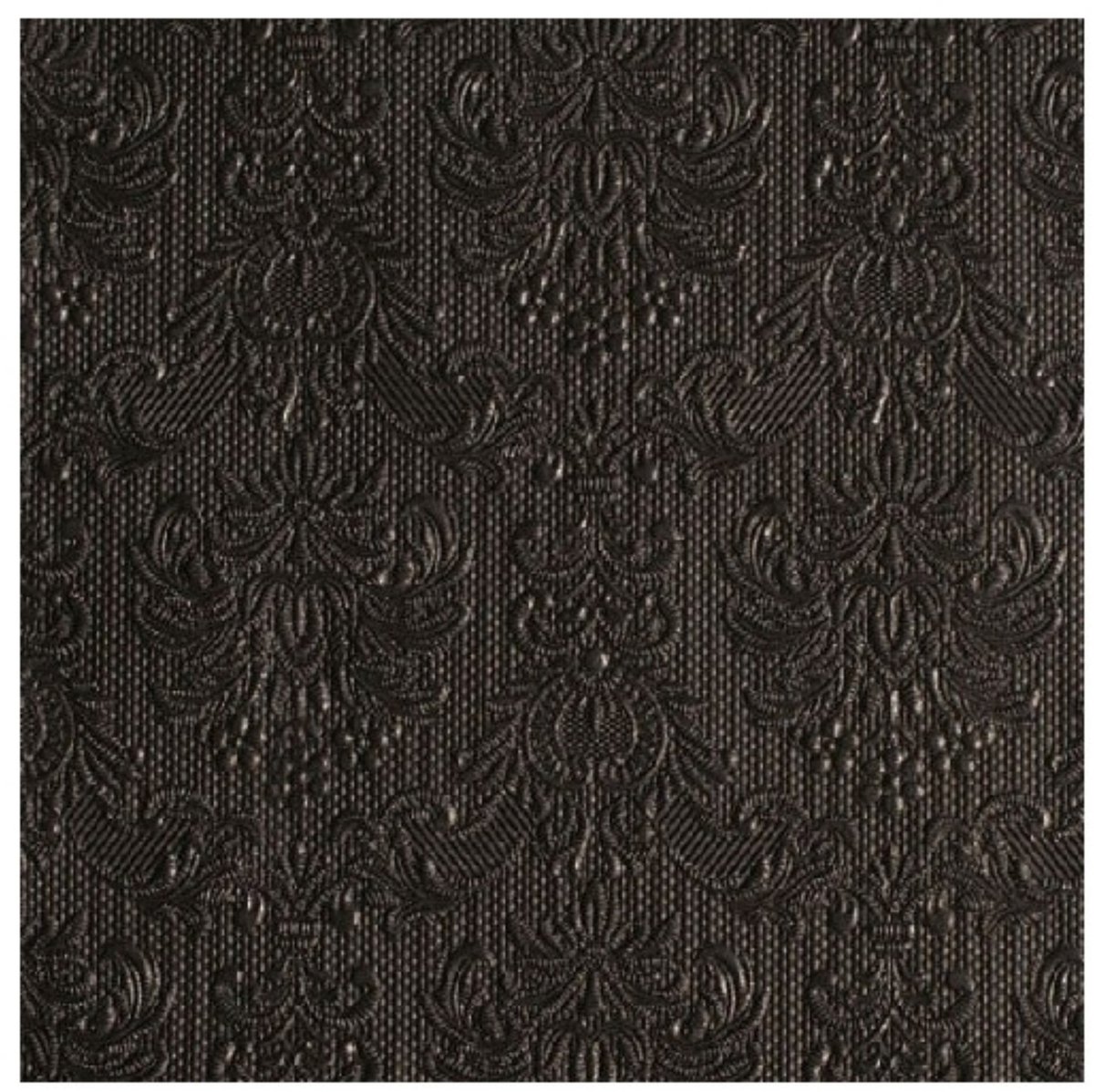Servetten Luxe - 15x stuks - 33 x 33 cm - zwart - barok patroon - 3 laags