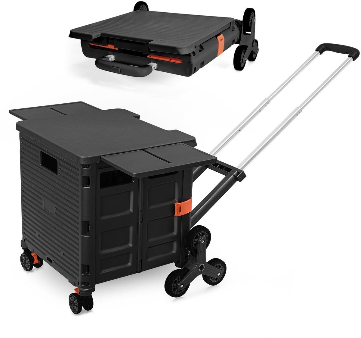 Azomor® Opvouwbare draagbare winkelwagen met trapwielen en magnetisch deksel