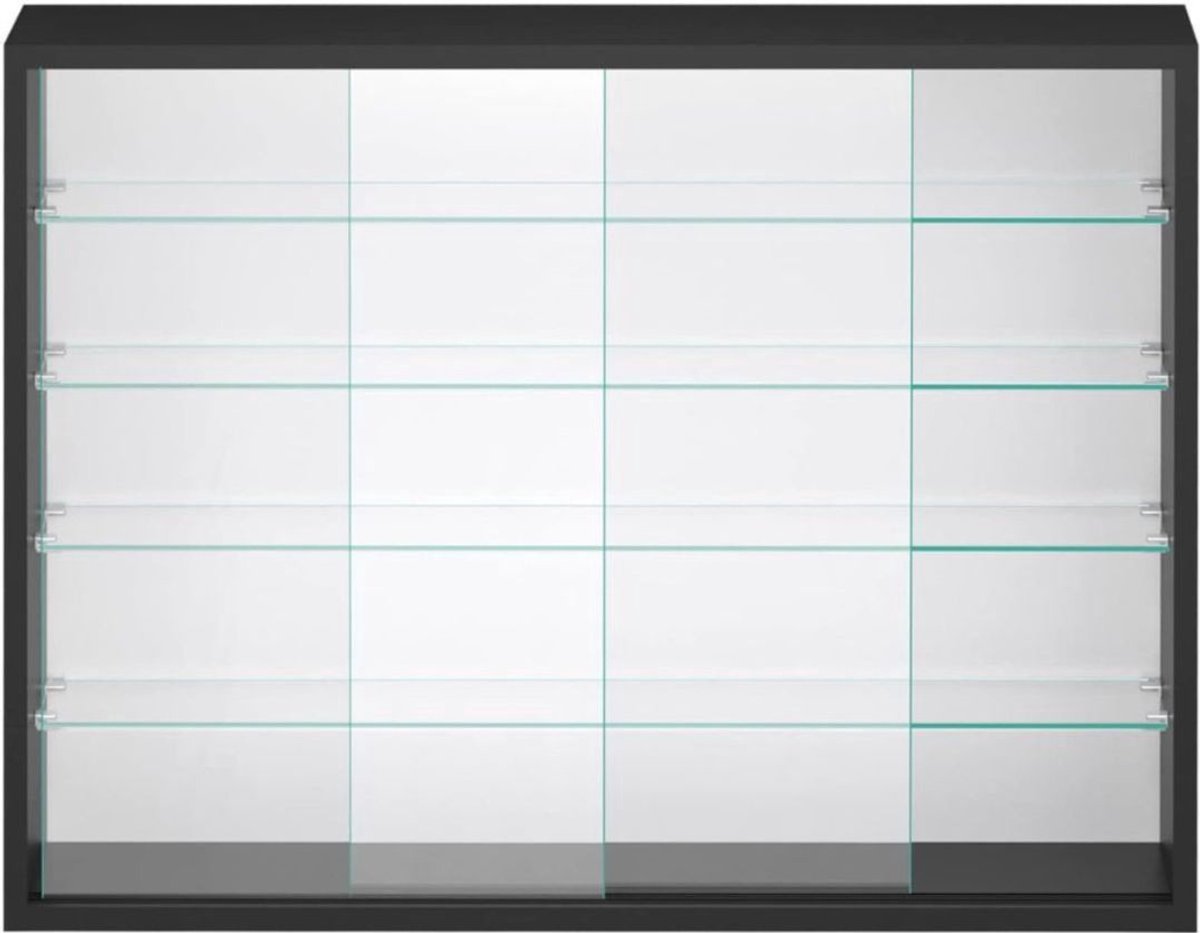 MKSS® Vitrinekast Hangend - Wandvitrine - Glazen Vitrinekast - 75x55x15cm - Zwart