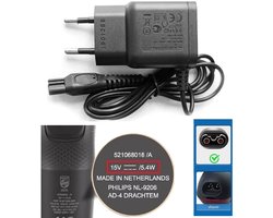 Vervangende Oplader voor Philips HQ8505 - 15V 5,4W - 1 Meter Kabel - Geschikt voor Philips Scheerapparaten, Trimmers en OneBlade - Wereldwijde Spanning