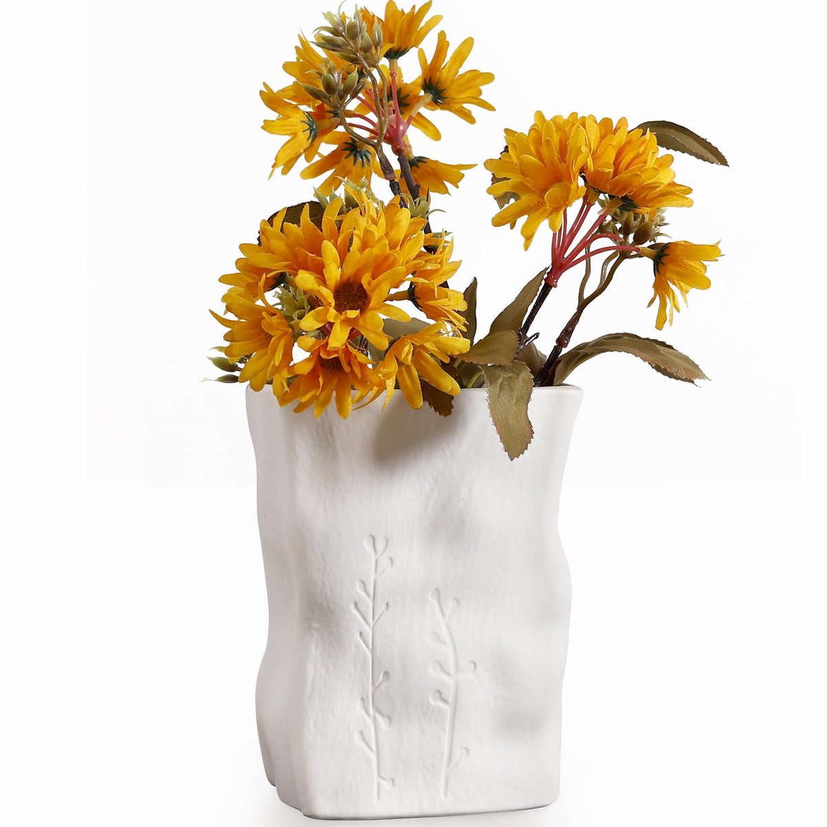 Autumnlife Vaas Keramiek Wit, 16 cm Bloemenvazen ??Onregelmatige Keramische Knopvaas, Mode