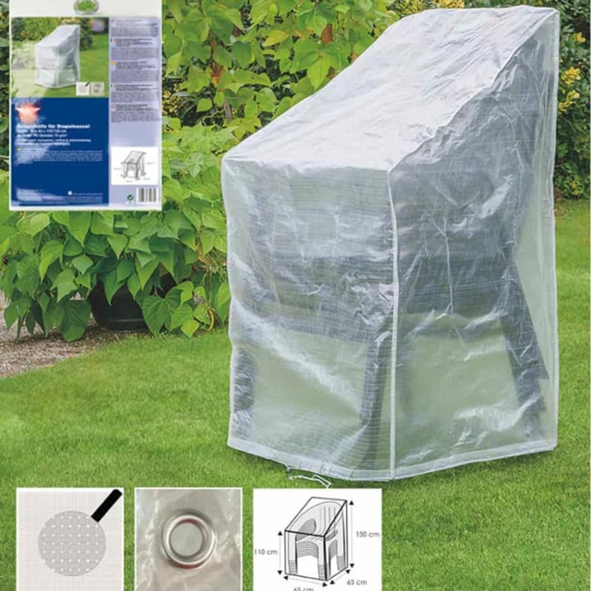 Transparante Tuinstoel Beschermhoes - Afdekhoes Verstelbare Stoel 65x65x120/80 cm