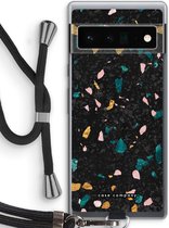 Case Company® - Hoesje met koord geschikt voor Google Pixel 6 Pro hoesje met Koord - Terrazzo N°10 - Telefoonhoesje met Zwart Koord - Bescherming aan alle Kanten en Over de Schermrand