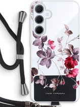 Case Company® - Coque avec cordon adaptée pour Samsung Galaxy A35 Coque avec cordon - Belles fleurs - Coque de téléphone avec cordon Zwart - Protection sur tous les côtés et sur le bord de l'écran