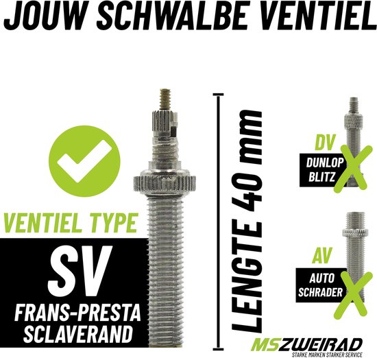 Schwalbe Fietsbinnenband nr. 17 - Trekking & City binnenband 28 inch (ETRTO 28/47-622/635) - ventiel SV 40 mm - robuust en geschikt voor dagelijks gebruik