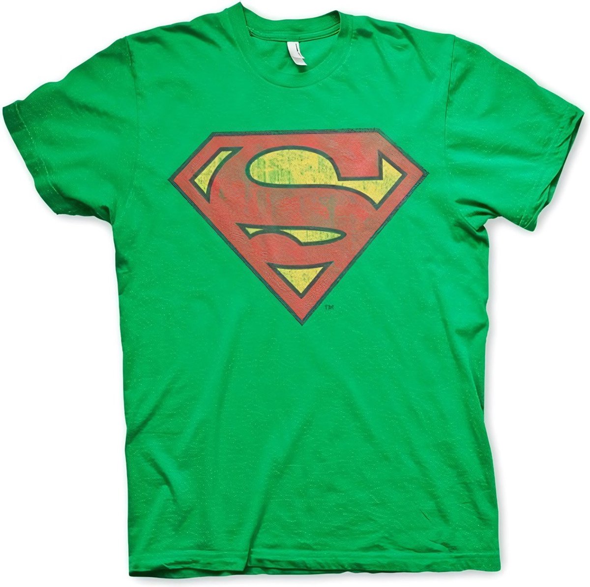 DC Comics Superman Heren Tshirt -M- Washed Shield Groen