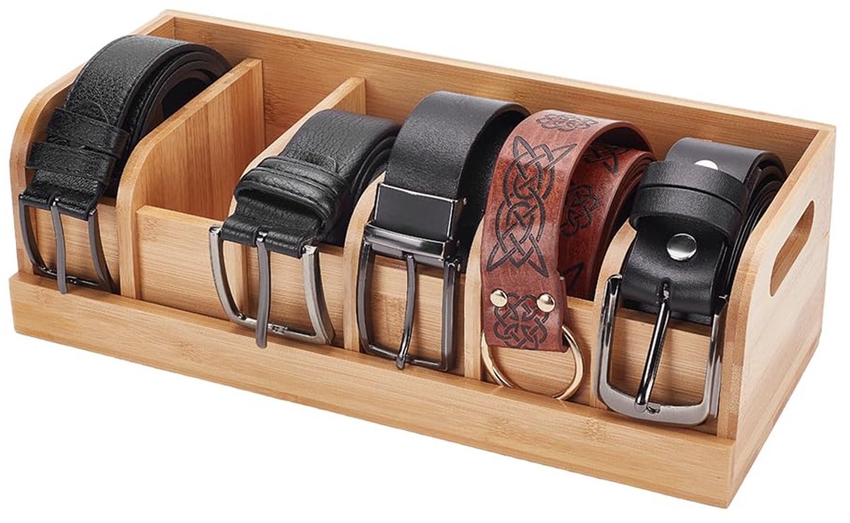 Houten Riem Organizer Box 35x15x10cm - 6 Compartimenten - Ideaal voor Kast en Lade