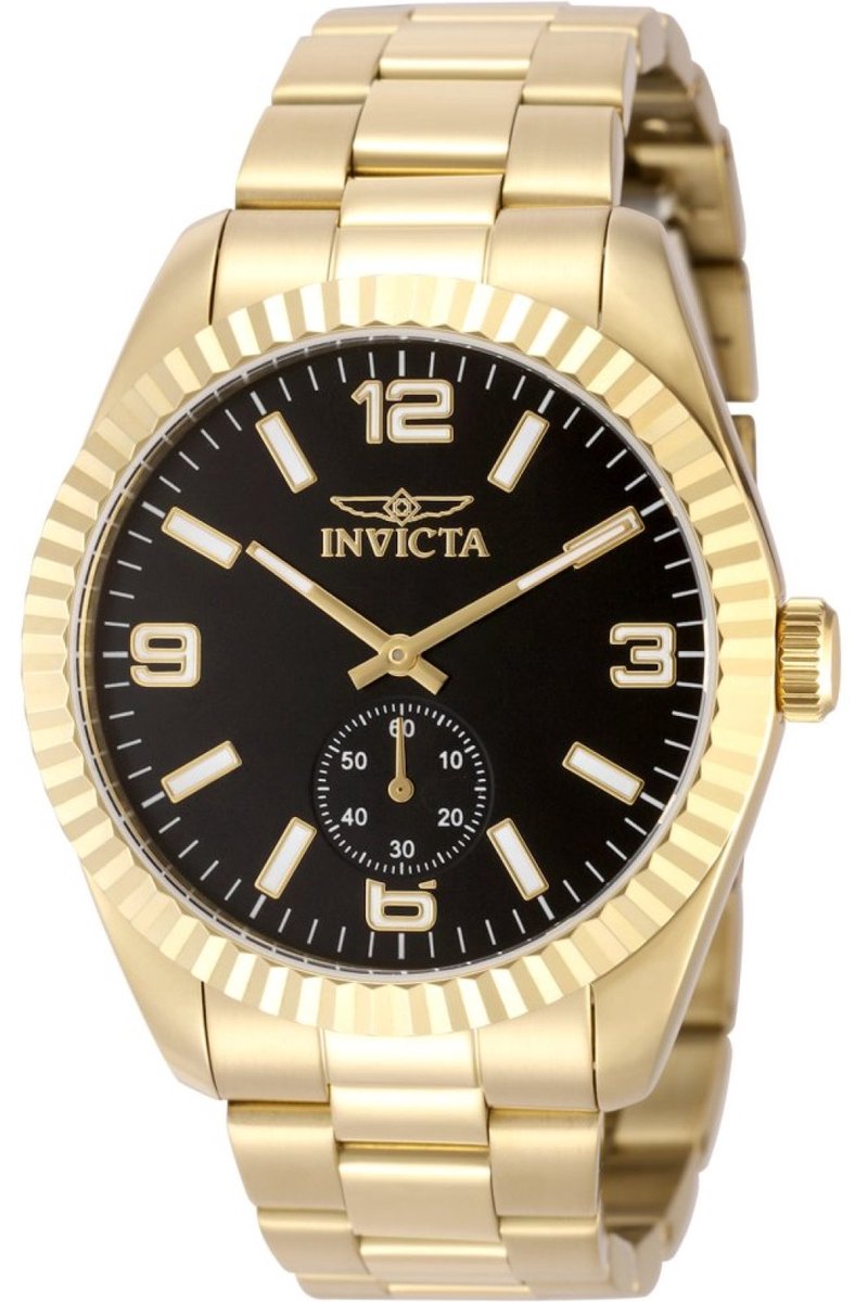 Invicta Specialty 49389 Heren Horloge - Waterdicht - Analoog - Quartz Uurwerk - Roestvrij Staal met zwarte Wijzerplaat - 43mm