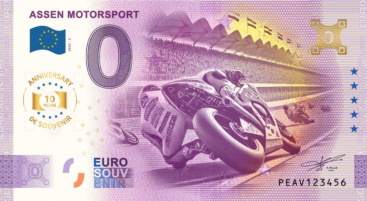 0 Euro biljet Nederland 2025 - Assen Motorsport ANNIVERSARY