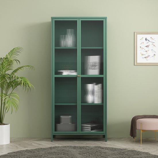 Vitrine Säkylä 180x80x35 cm vert pin [en.casa]