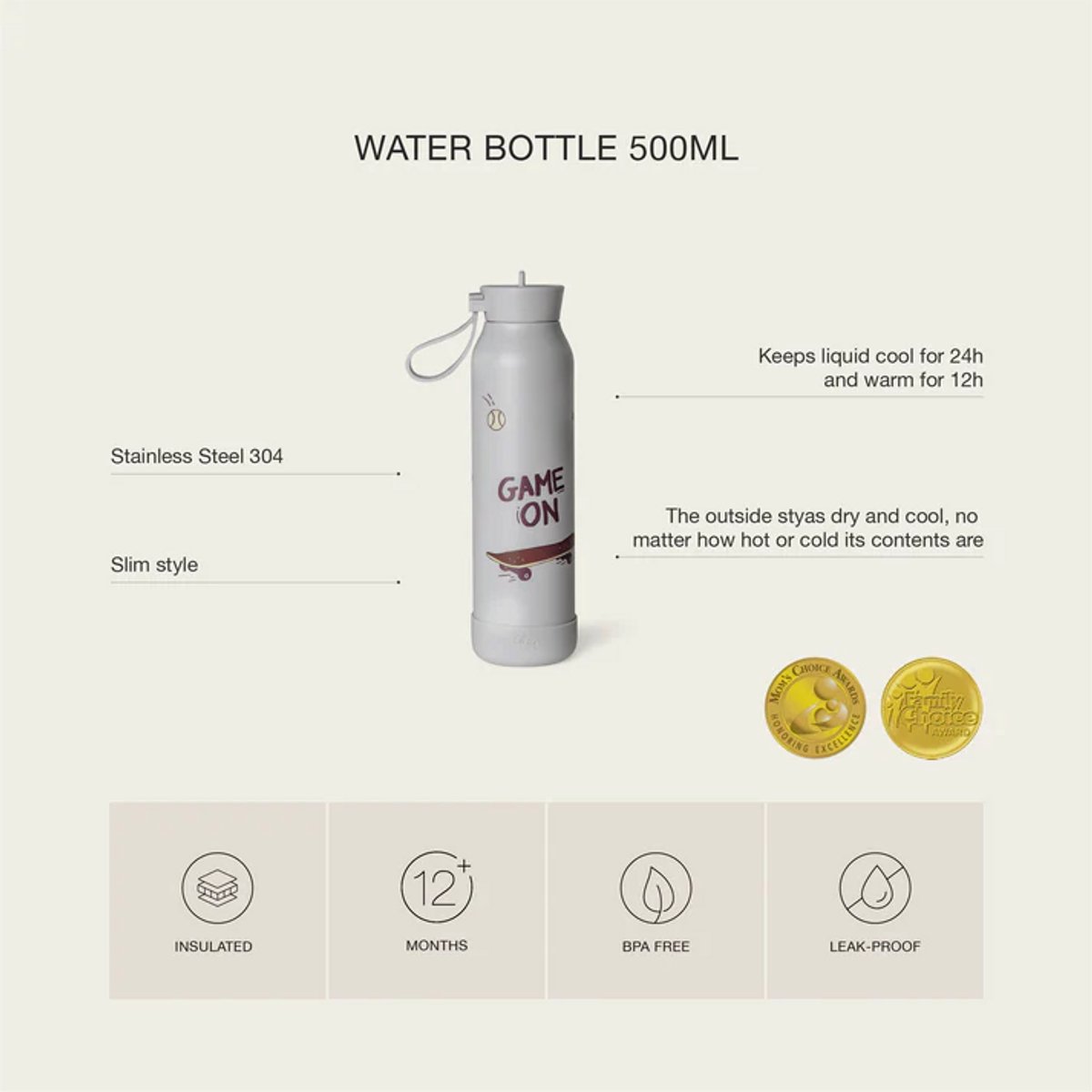 Citron Thermo Drinkfles - 500ml - Ø6xH24cm - Stormy Unicorn
