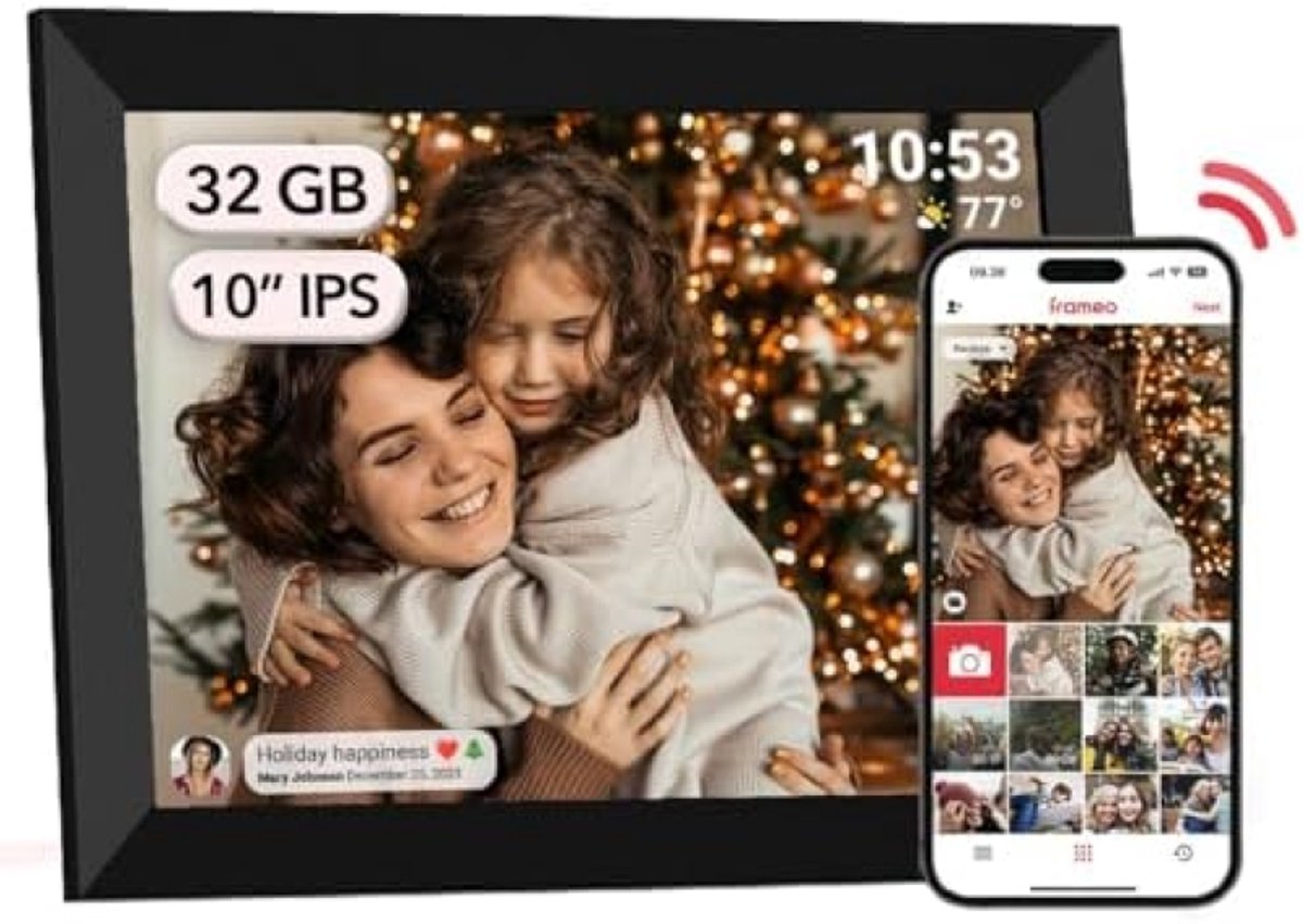 Digitale Fotolijst 10,1 inch WiFi Touchscreen IPS LCD 1280x800 Resolutie 32 GB Geheugen Draadloos Delen Automatische Rotatie Cloud Fotolijst