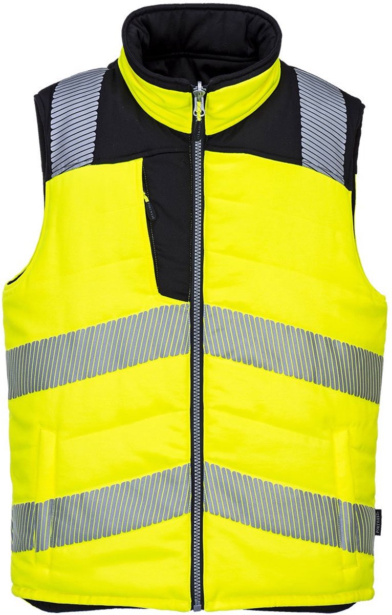 Portwest PW3 Hoge zichtbaarheid Bodywarmer, 2 zijde draagbaar PW374 - Geel/Zwart - XL