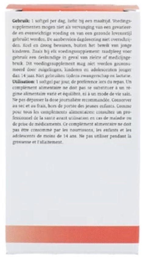 Achterkant van de doos met gebruiksaanwijzing in het Nederlands en Frans.