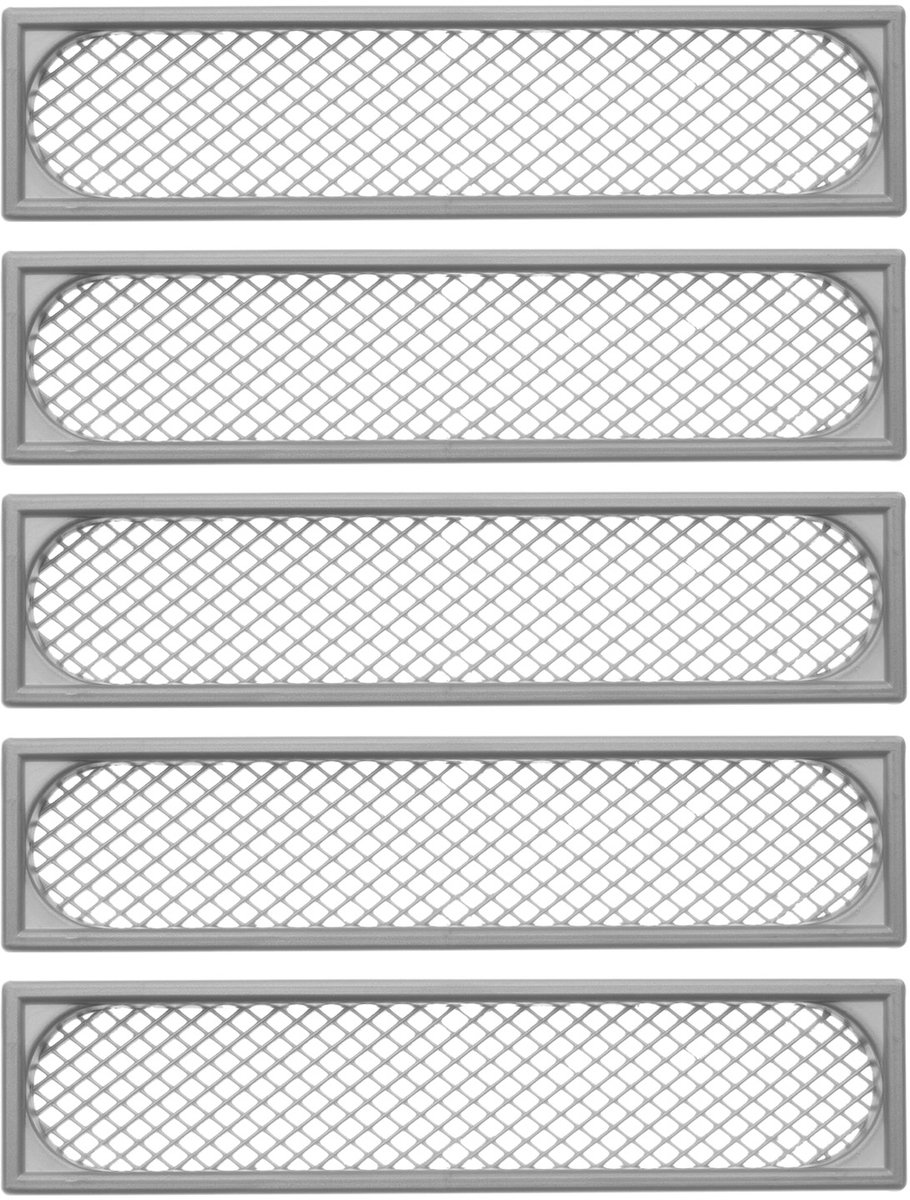 SOTECH 5 stuks ventilatieroosters 172,5 x 41 mm / inbouwdiepte: 7 mm Luchtdoorlaten met ruitvormige perforatie voor inbouw met afdekrand Ventilatie binnen en buiten