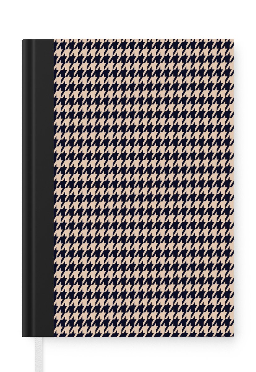Notitieboek - Schrijfboek - Plaid - Patroon - Ruit - Donkerblauw - Notitieboekje klein - A5 formaat - Schrijfblok