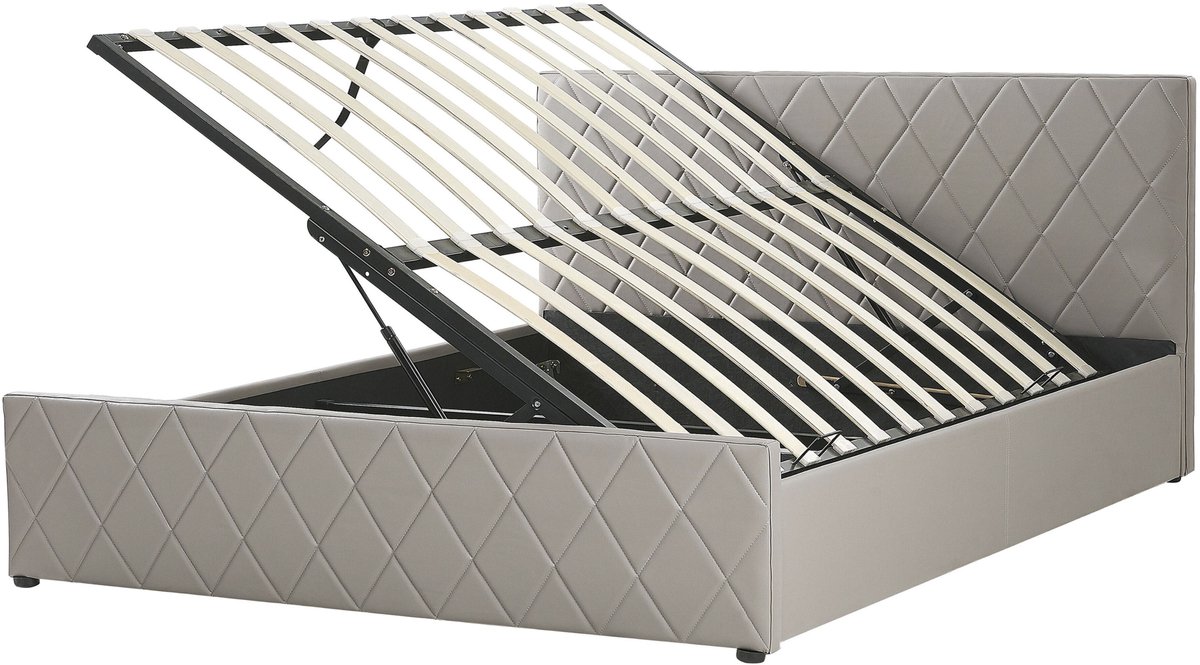BELIANI ROCHEFORT - Bed met opbergruimte - Taupe - 140 x 200 cm - Kunstleer