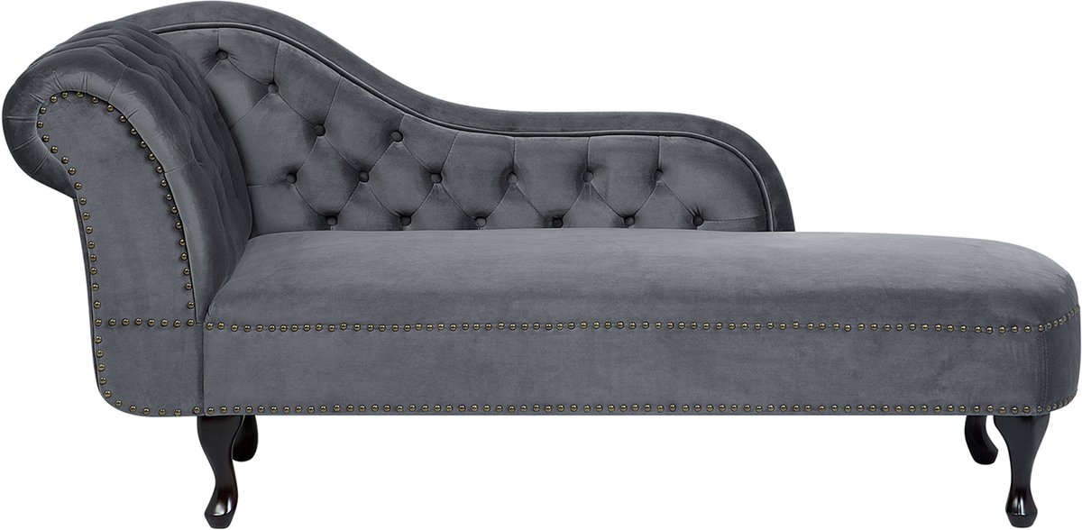 Beliani NIMES - Chaise longue - Grijs - Linkerzijde - Fluweel
