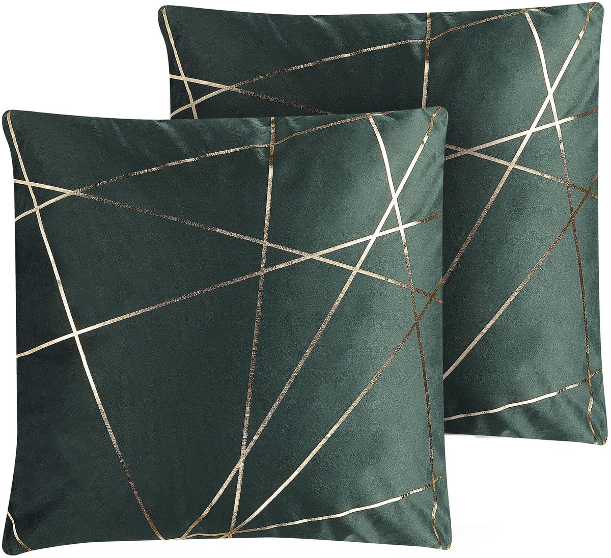 PINUS - Sierkussen set van 2 - Donkergroen - 45 x 45 cm - Fluweel