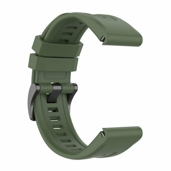 By Qubix - Geschikt voor Garmin bandje - 26mm Quickfit - Siliconen sportbandje - Leger groen - Geschikt voor Garmin Instinct 3 - 50mm