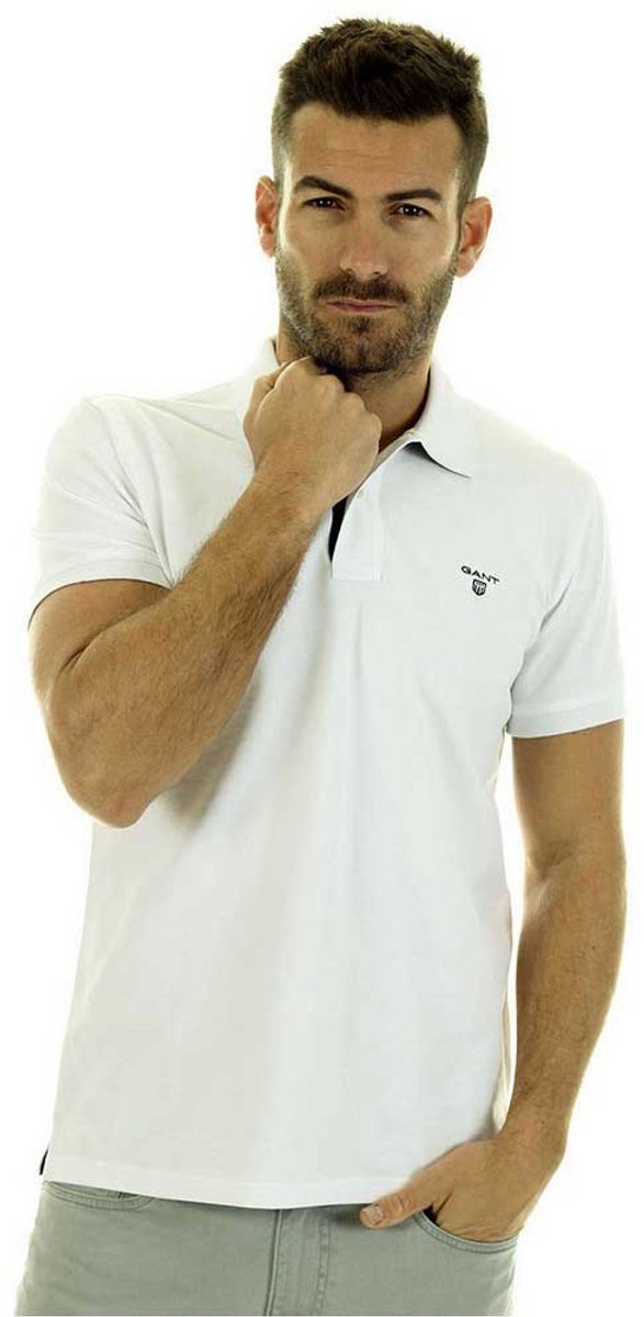 Gant Rugger Pique Korte Mouw Poloshirt Wit 3XL Man