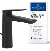 Mitigeur de lavabo Villeroy & Boch Oasis , tirette, économie d'eau, noir mat, 114 mm