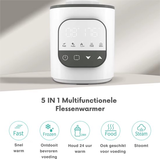 Teedz 5-in-1 Flessenwarmer - Snel Verwarmen, Ontdooien, Voeding Verhitten & Stoomsterilisatie - BPA-vrij - 200W - Flessenverwarmer - Verwarming van vloeistoffen en eten - Snel opwarmen - warmhouden, ontdooien en steriliseren - BPA vrij - Thermostaat van Teedz — afbeelding 5