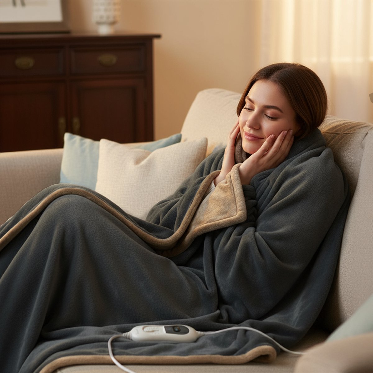 Goliving Elektrische Fleece Plaid Donkergrijs 120W - afbeelding 3