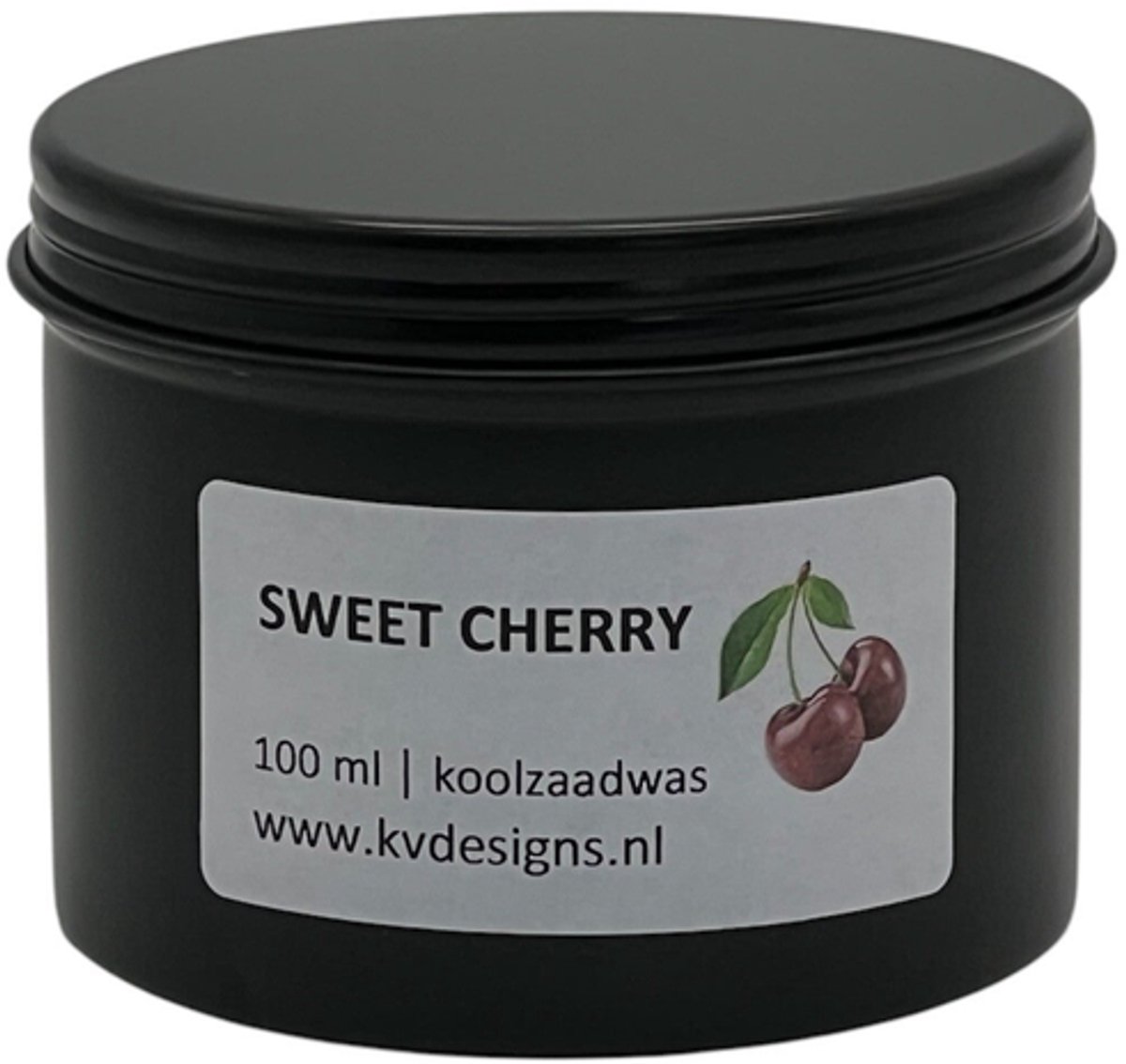 Geurkaars 100ml – Sweet Cherry – Handgemaakt van Koolzaadwas – 40 branduren – KV DESIGNS