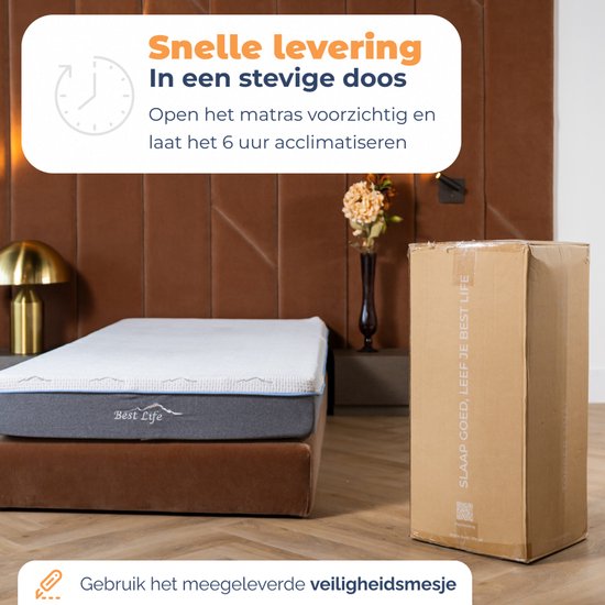 Matelas Best Life 120x200 - Mousse à mémoire de forme et mousse froide - 18 cm - 3 couches