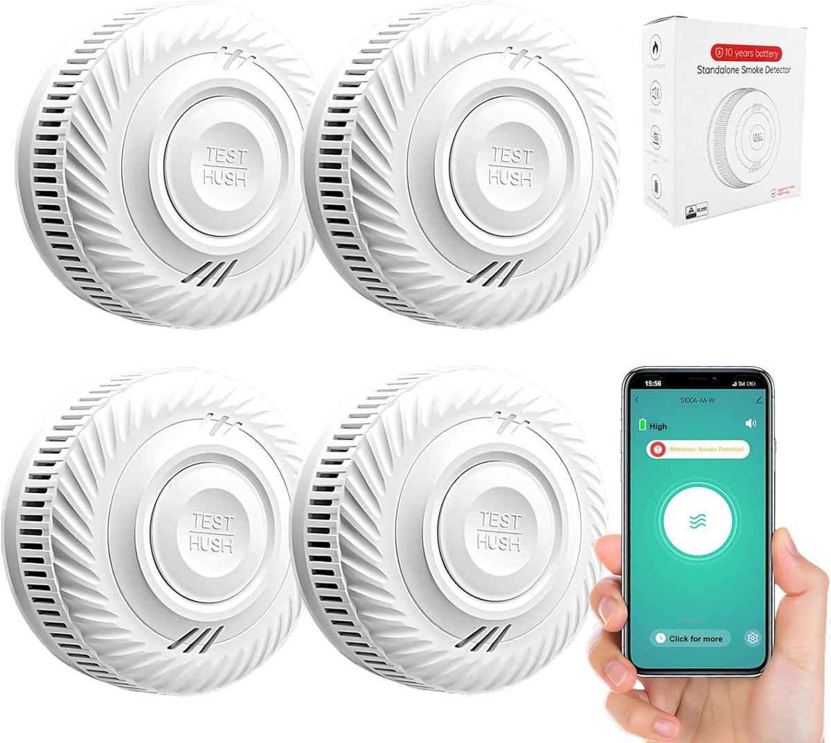 Ariva Slimme Rookmelder en Brandmelder - 2 Stuks - iOS - Android - Meldingen via app - WiFi – Draadloos Brandalarm - 10 Jaar levensduur Batterij – Geen abonnement - Voldoet aan EU-regelgeving