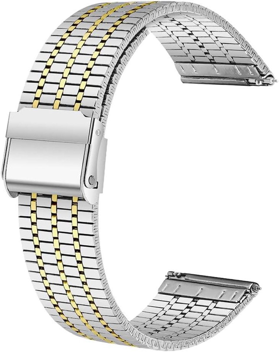 **Allecto plus - Metalen horlogeband voor dames en heren, roestvrijstaal, snelsluiting, 20 mm-22 mm**