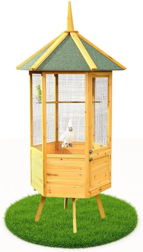 Vogelvolière Voor Buiten Incl. Wielen En Vogelaccessoires 77 X 57 X H 162 Cm Geschikt Voor Parkieten