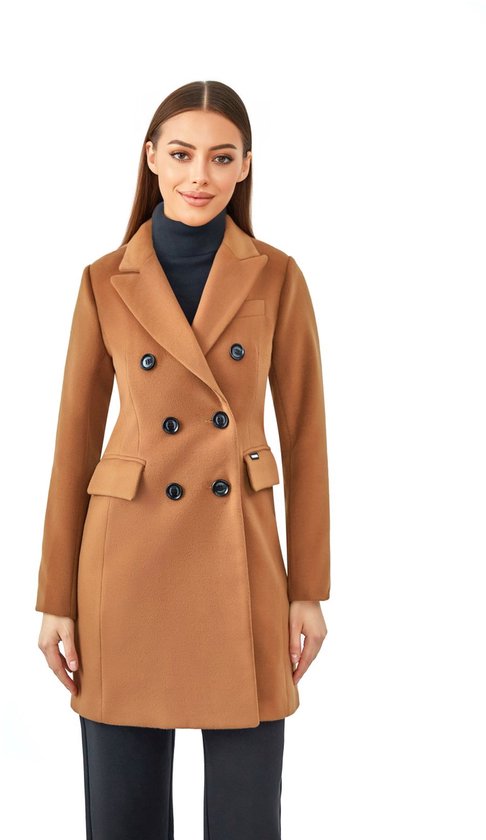 Versano Valentina NG Dames Mantel Manteljas 3 kwart Winterjas L - Camel