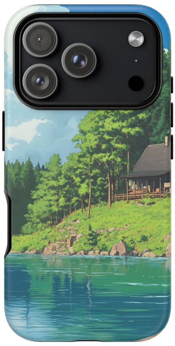 Sfeervol Meerhuisje en Boslandschap – Telefoonhoesje Geschikt voor iPhone 17 Pro