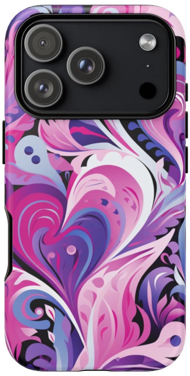 Roze en Paarse Hartjeswerveling – Telefoonhoesje Geschikt voor iPhone 17 Pro