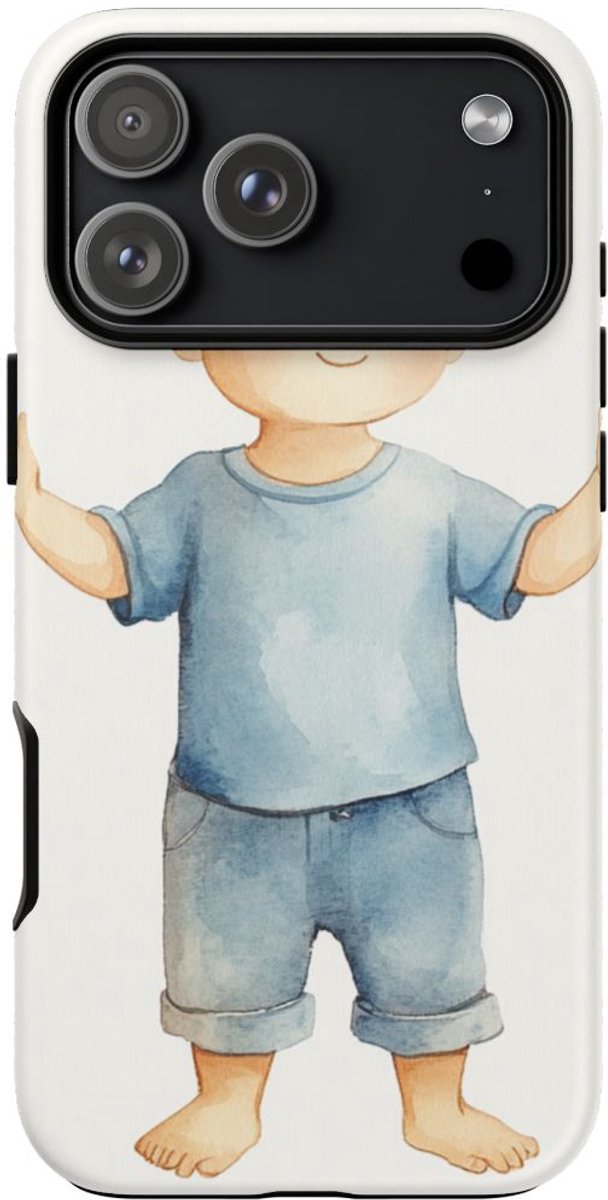 Aquarel Jongen met Opgeheven Armen – Telefoonhoesje Geschikt voor iPhone 17 Pro Max