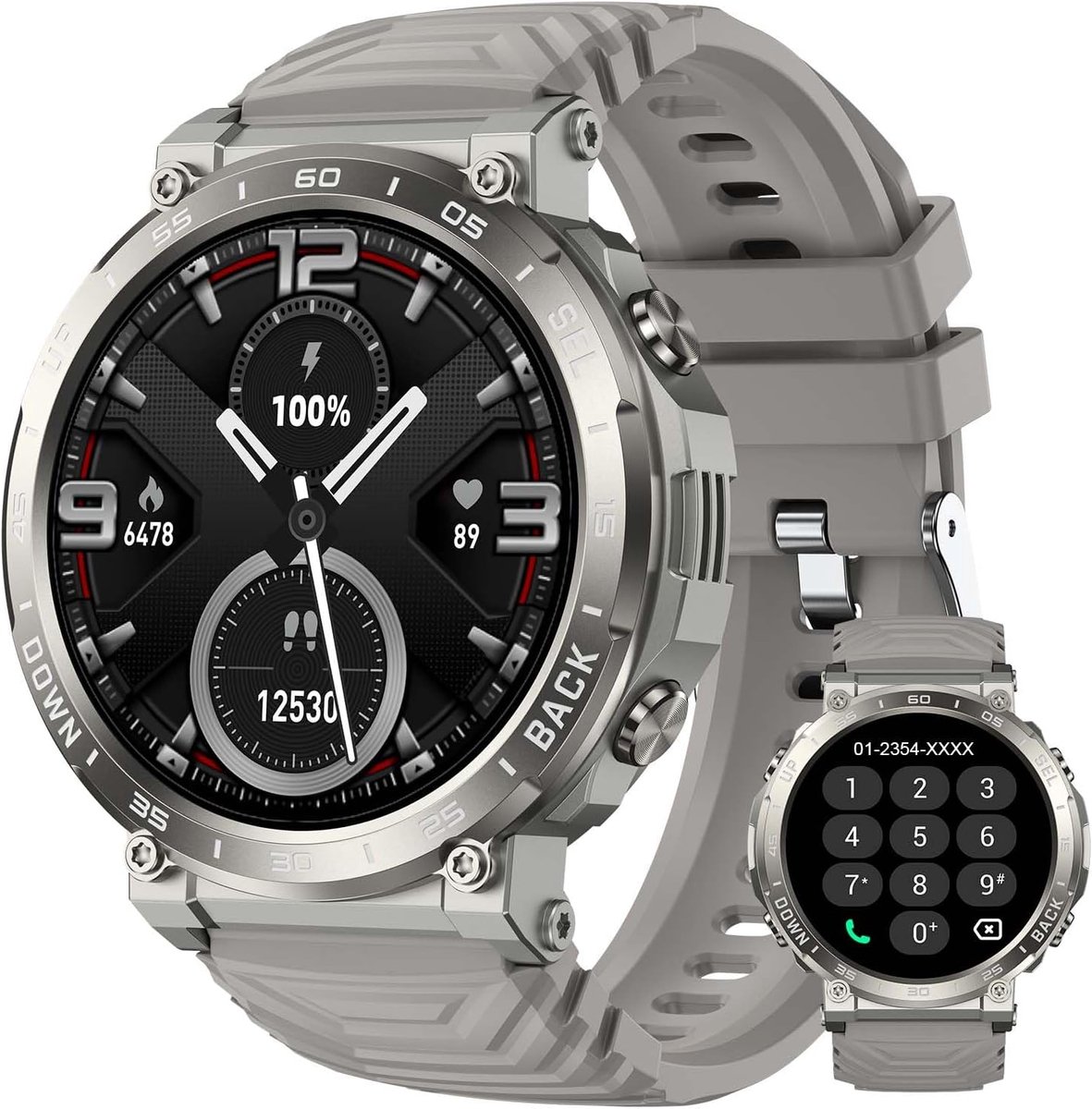 Militaire smartwatch heren met AMOLED-scherm en 118 sportmodi