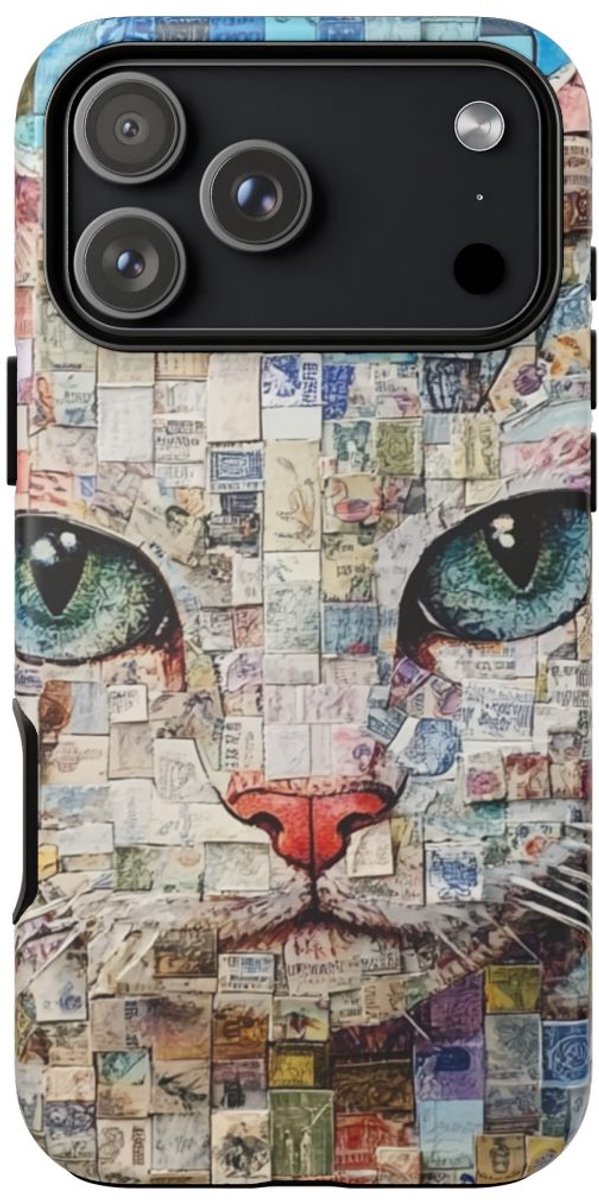 Kattenportret Collage Kunst – Telefoonhoesje Geschikt voor iPhone 17 Pro Max