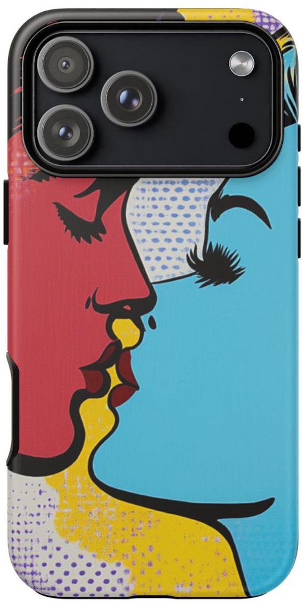Popart Kussend Stel – Telefoonhoesje Geschikt voor iPhone 17 Pro Max