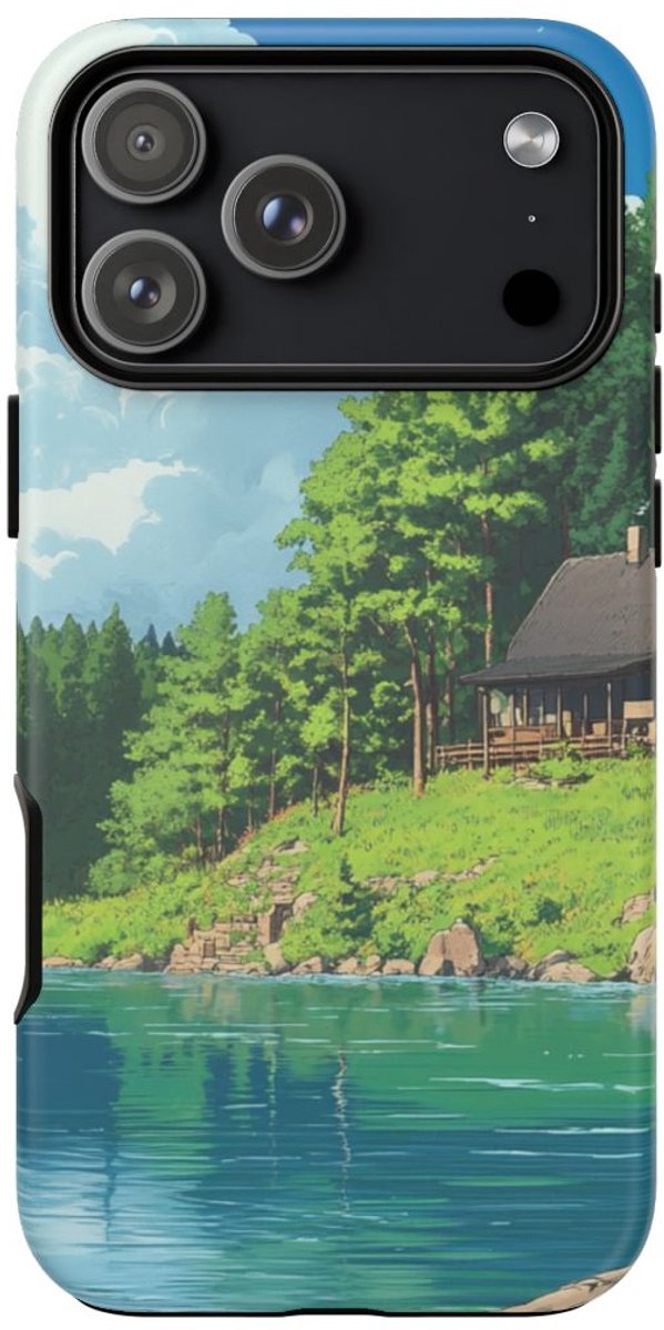 Sfeervol Meerhuisje en Boslandschap – Telefoonhoesje Geschikt voor iPhone 17 Pro Max