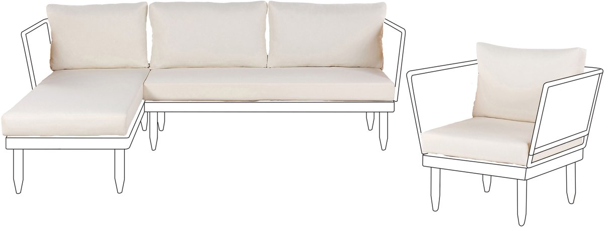 BELIANI CREMONA - Tuinkussen hoezen set - Gebroken wit - Polyester