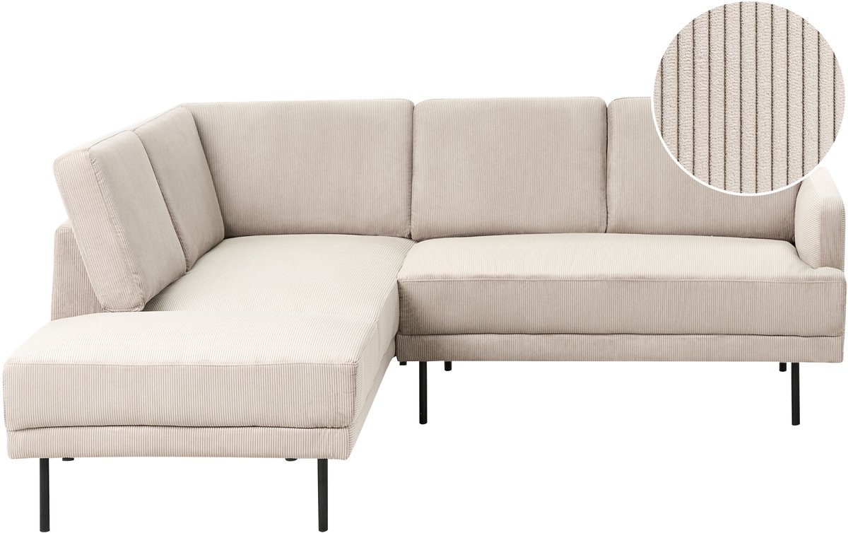 BREDA - Hoekbank 4-zits - Beige - Rechtszijdig - Corduroy