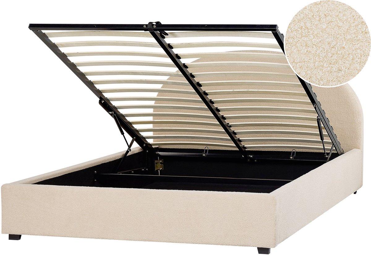 BELIANI VAUCLUSE - Bed met opbergruimte - Beige - 160 x 200 cm - Polyester