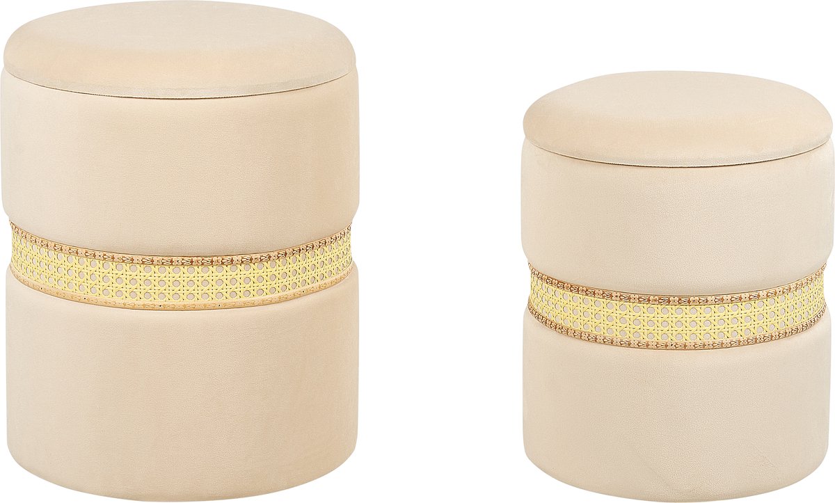 MEDFORD - Poef - Lichtbeige - Fluweel