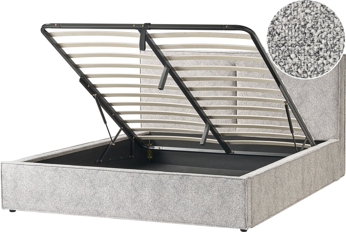 BELIANI MOISSAC - Bed met opbergruimte - Zwart/Wit - 180 x 200 cm - Gebreid