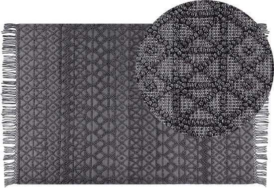 Beliani ALUCRA - Tapis moderne - Zwart - Laine
