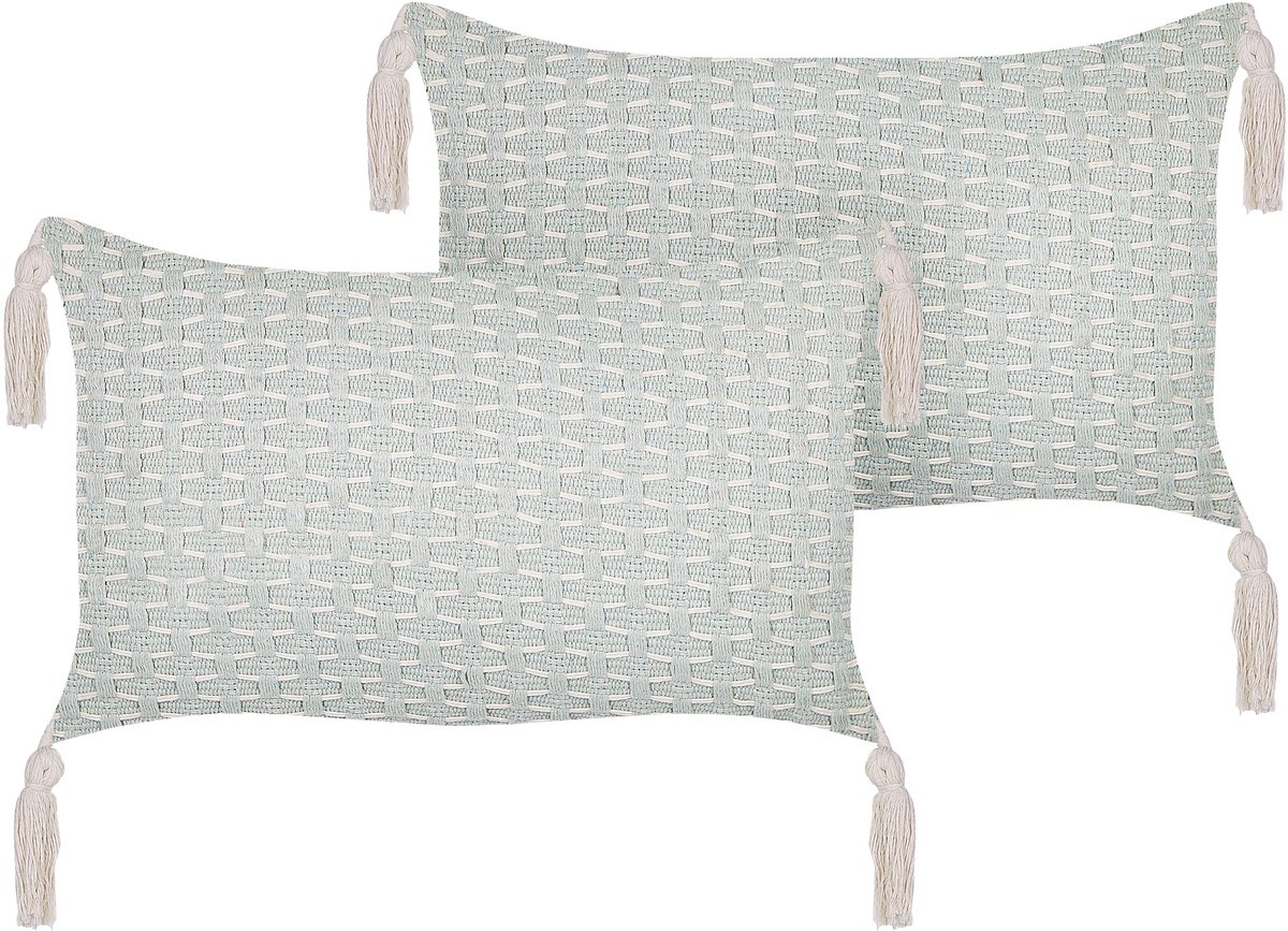 HAKONE - Set van 2 kussens - Mintgroen - 45 x 25 cm - Polyester