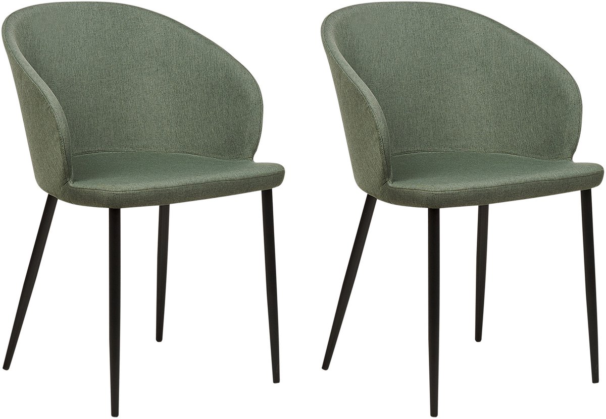 MASON - Eetkamerstoel set van 2 - Donkergroen - Polyester